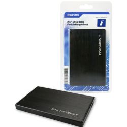 Boitier InnovationPC pour HDD/SSD sur USB 3.0, alu brossé, noir