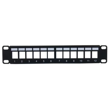 Panneau de brassage noir 10" 1U vide 12 ports