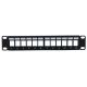 Panneau de brassage noir 10" 1U vide 12 ports