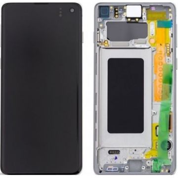 Ecran LCD + Vitre Tactile + châssis Blanc Samsung Galaxy S10 G973F (officiel)