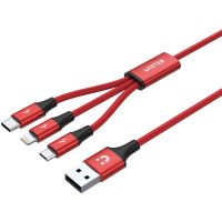 Câble Unitek 3en1 : USB-C / micro B / Lighnting, 1.2 mètre
