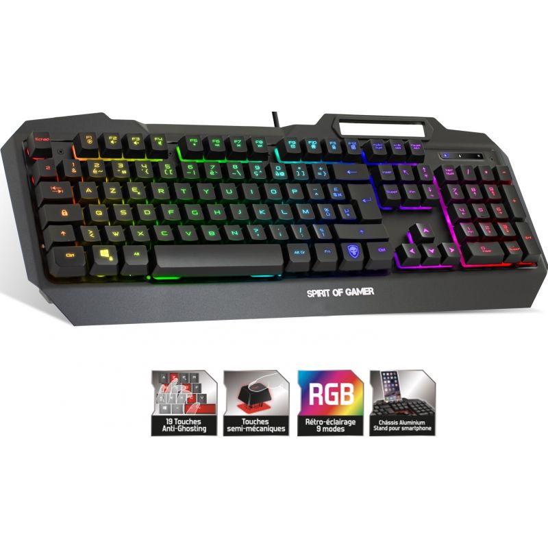 Spirit of Gamer - Clavier Gamer Opto-Mécanique - LED RGB - Anti Ghosth