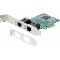 Carte réseau Dexlan Carte PCIe 1x DOUBLE RJ-45 Gigabit + Low Profile