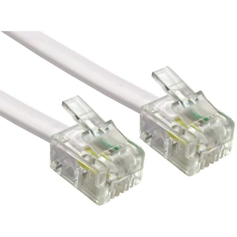 Câble Adsl/modem Plat Rj11 Téléphonique Mâle/mâle Blanc 10 Mètres