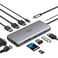 Husb USB C multiports, Dual HDMI VGA RJ45 SD Audio USB