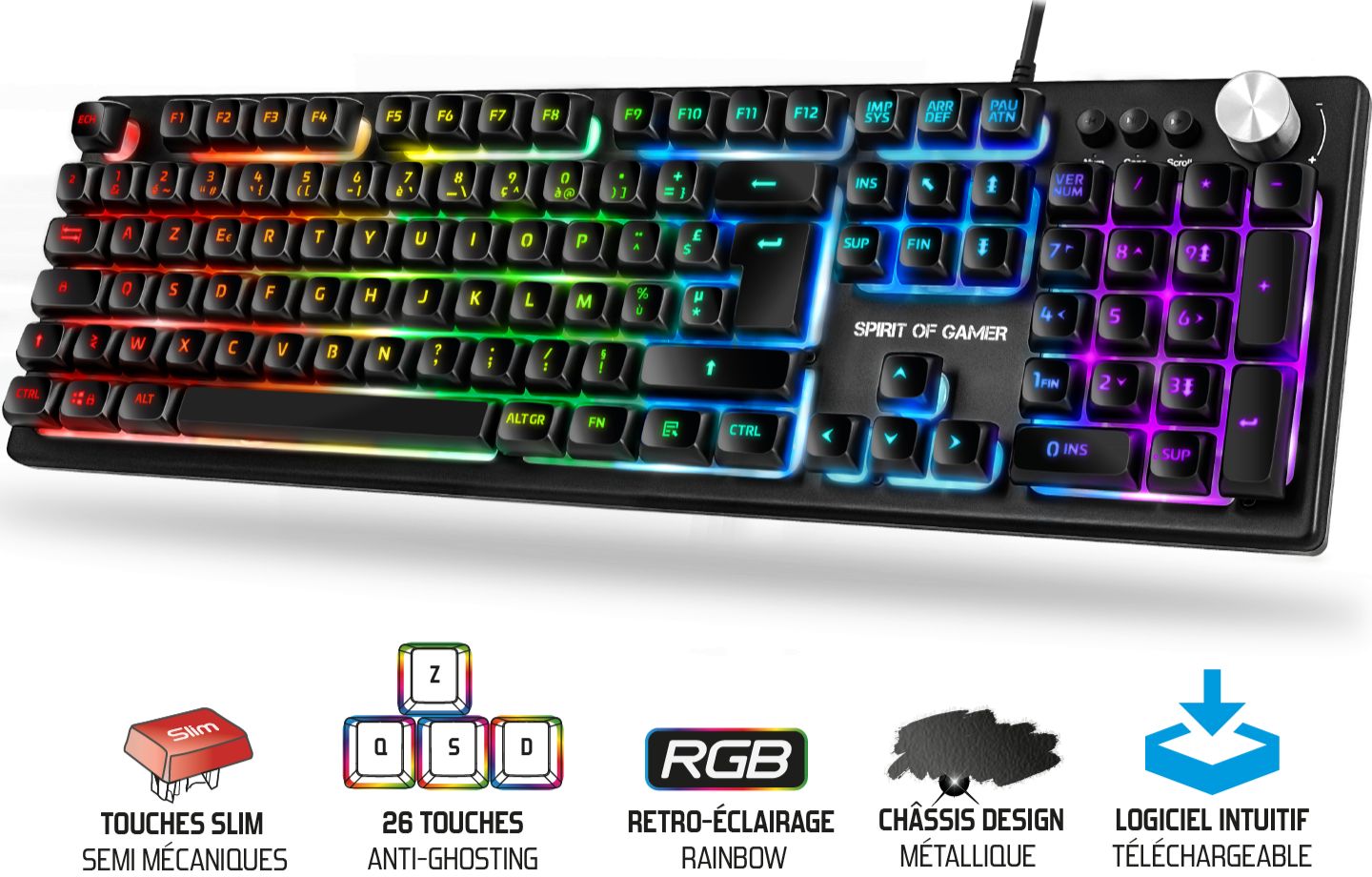 Spirit of Gamer - Clavier Gamer Opto-Mécanique - LED RGB - Anti Ghosth