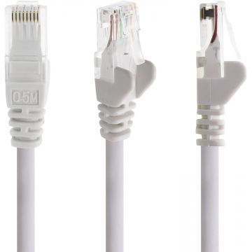Cable réseau 0.5m ethernet RJ45 Cat 6, blanc