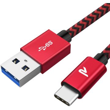 Câble USB3.0 vers Type-C 5A noir rouge 3 mètres