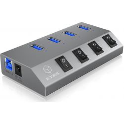 Hub USB Raidsonic 4 ports USB3.0 avec interrupteur, avec alimentation