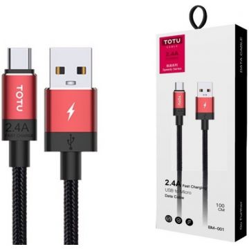 Câble USB vers Micro USB 2,4A vert 1M TOTU, gris, rouge, vert - BM-001