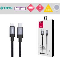 Câble USB-C vers Lightning 18/30W gris 2M TOTU