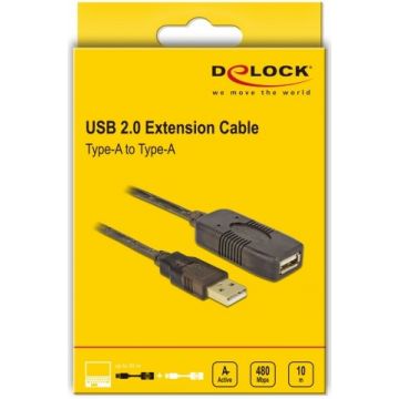 Rallonge USB2 active Delock Haut débit en 10m- 82446