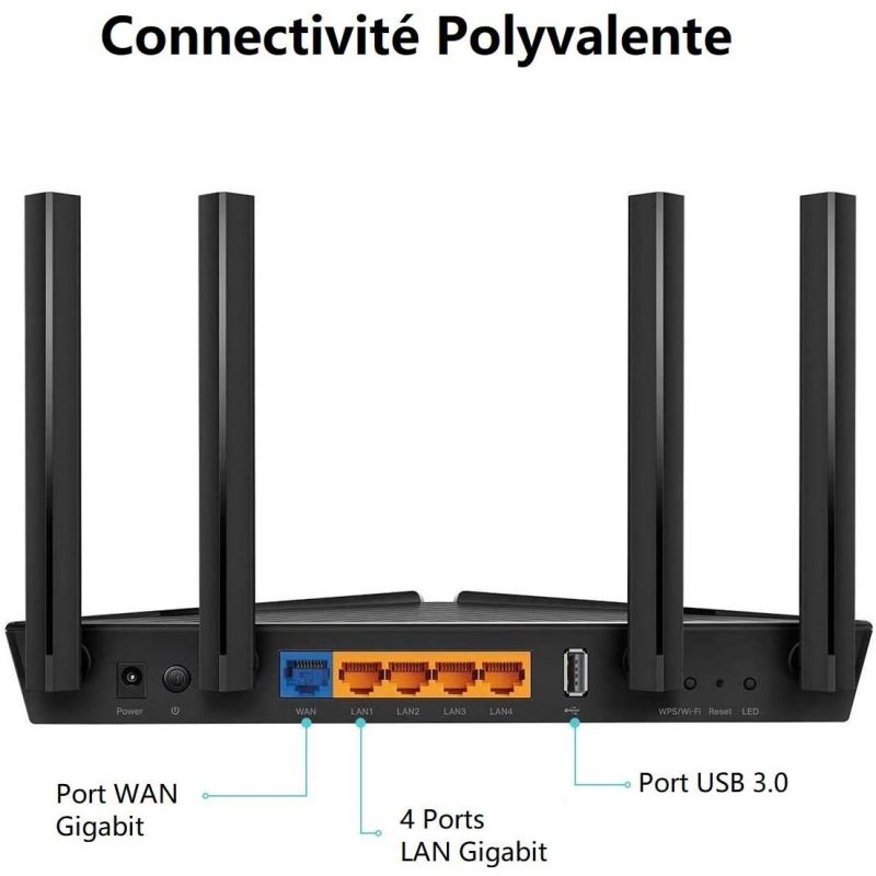Routeur WiFi 6 AX1800 - Mercusys MR70X - Double Bande - 1 Port WAN