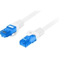 Câble réseau 10m ethernet RJ45 S/FTP Cat6A Gigabit, blanc-clips bleu