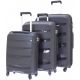 Pack 3 Valises 3 tailles trolley Polypro noire 4 roues fermeture TSA à code