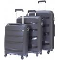 Pack 3 Valises 3 tailles trolley Polypro noire 4 roues fermeture TSA à code