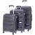 Pack 3 Valises 3 tailles trolley Polypro noire 4 roues fermeture TSA à code