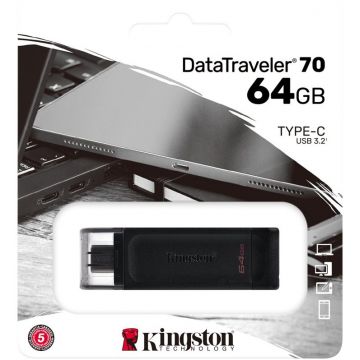 Clé USB 64Go KINGSTON USB-C 3.2 Gen1 DataTraveler 70