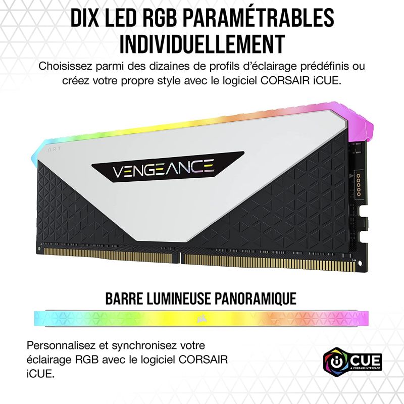 CORSAIR Vengeance RGB RS - 16Go (2x 8Go) DDR4 3600Mhz - CMG16GX4M2D3600C18  - CARON Informatique - Calais