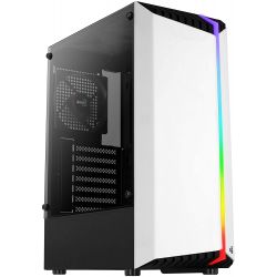 AeroCool Bionic RGB avec panneau vitré, 1x USB2.0 + 2x USB3.0, audio, blanche