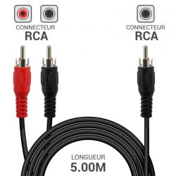 Cordon audio 1 x RCA mâle vers 2 x RCA mâle 5.00m