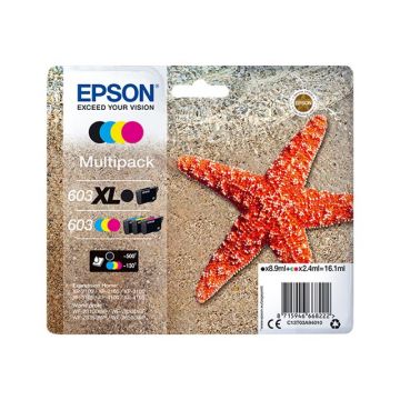 Pack Epson 603 Multipack - 4 cartouches - noire XL + cartouches standard: jaune, cyan, magenta - originales Epson