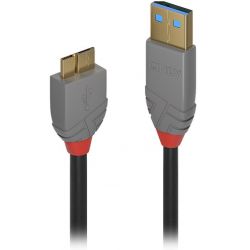 LINDY Câble USB 3.0 en 0.5m, A mâle vers micro B, débit 4.8Gb/s - LINDY 36765
