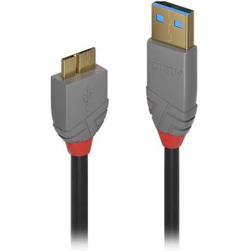 LINDY Câble USB 3.0 en 0.5m, A mâle vers micro B, débit 4.8Gb/s - LINDY 36765