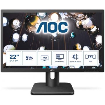 Moniteur 21.5" AOC 22E1Q, 5ms, MVA, VGA/HDMI/DP - HP2x2w