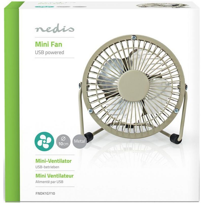 Ventilateur de table Alimenté par port USB, Diamètre 100 mm, 3 W, 1  Vitesse, Gris - FNDK1GY10