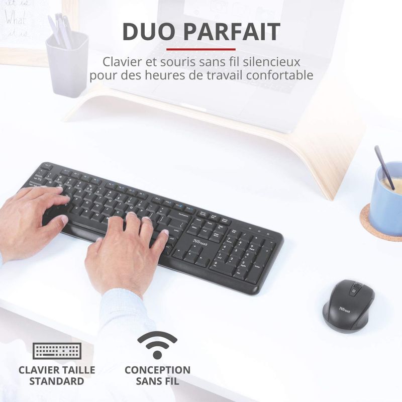 Ensemble Clavier et Souris sans fil optique WAYTEX noir : Chez