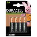 Lot de 4 piles DURACELL HR06-B rechargeable 1300mAh - Nickel-Metal Hydride (NiMH)