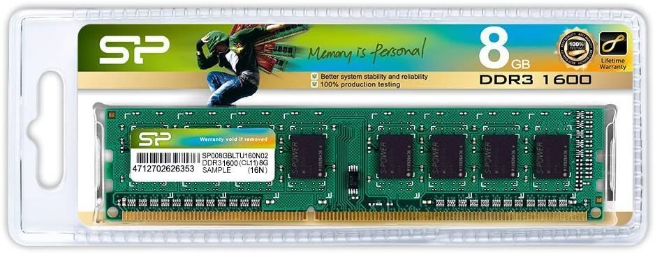 DIMM 8Go DDR3 1600Mhz SILICON POWER - 1.5V - SP008GBLTU160N02 - CARON  Informatique - Calais