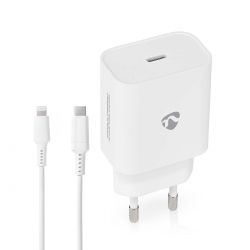 NEDIS Chargeur 20W PD3.0 20W | 1.67 A / 2.22 A / 3.0 A A câble 2m USB, avec câble USB-C Lightning - WCPDL20W112WT