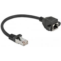 Delock Rallonge de réseau S/FTP RJ45 mâle à RJ45 femelle, Cat.6A, 25 cm, noir - 86998