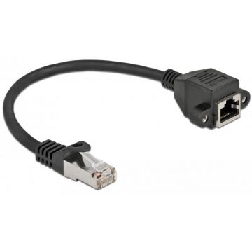 Delock Rallonge de réseau S/FTP RJ45 mâle à RJ45 femelle, Cat.6A, 25 cm, noir - 86998