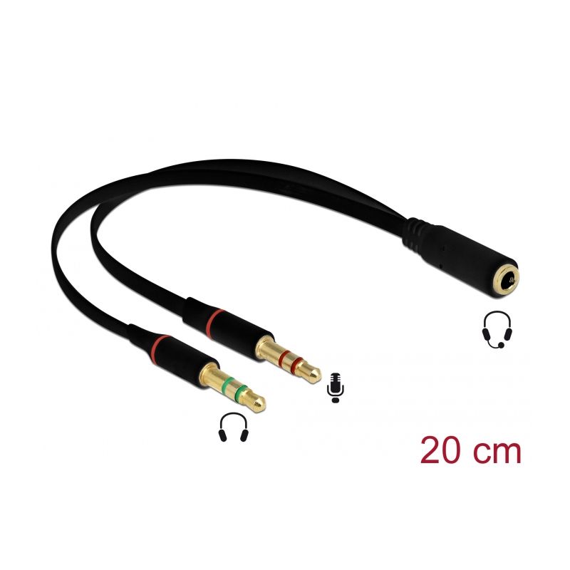 DELOCK: adaptateur jack 3.5 4 pins pour casque micro PC/PS3/PS4, 20cm -  65967 - CARON Informatique - Calais