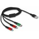 Delock Câble de charge USB 3 en 1 Type-A vers 2 x Lightning™ / USB Type-C™ 1 m