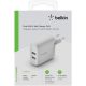 Chargeur USB-C 2 ports - Boost Charge 24W - BELKIN WCB002VFWH