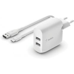 Chargeur BELKIN, 24W, blanc, avec câble USB-C - WCE001VF1MWH