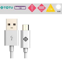Câble USB vers Micro USB 10W-2,1A blanc 1M TOTU - BMA-019