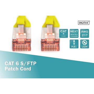 Câble réseau 1m ethernet RJ45 S/FTP Cat 6 - jaune - DIGITUS DK-1644-010/Y