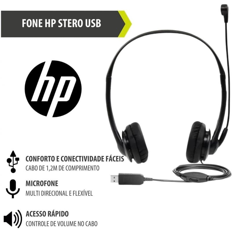 Casque micro HP Stereo USB Headset - T1A67AA - CARON Informatique - Calais