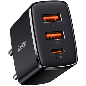 Chargeur USB Compact 2x USB-A + 1x USB-C 30W - BASEUS BSU2897BLK