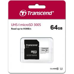 MicroSD 64Go TRANSCEND Class10 - TS64GUSD300S-A