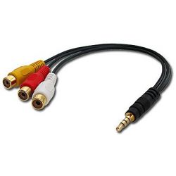 Câable Vidéo/Audio Jack 3,5mm vers 3x RCA 10cm - Lindy 35539