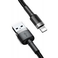 Câble Baseus Lightning USB, 2.4A, nylon, 2m, noir - CALKLF-CG1