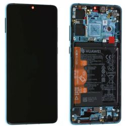 Bloc vitre écran Huawei P30 Bleu Aurora + Châssis / Batterie Origine