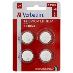 Lot de 4 piles lithium VERBATIM CR2025 3V - 49532