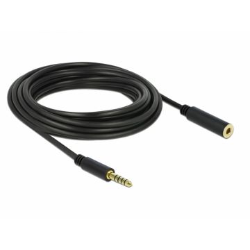 Delock Rallonge de câble stéréo Jack 4,4 mm, mâle à femelle, 5 mm, noir